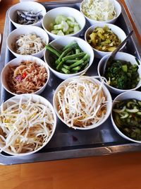 High angle view of food on table