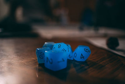 Close-up of text on table