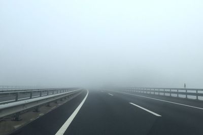 Highway covered with fog