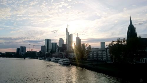 City lit up at sunset