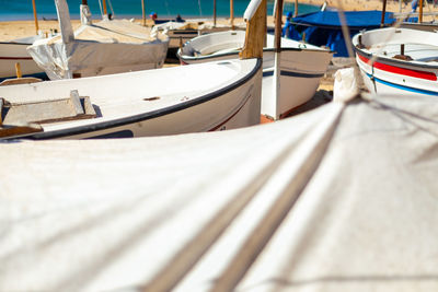 View of boats moored in harbor