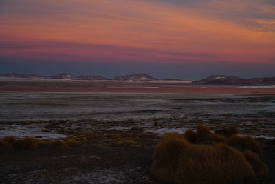 Scenic view of landscape against sky during sunset