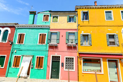 Colorful houses in burano island. famous travel destination, venice, italy