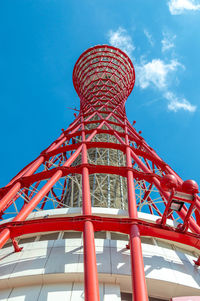 Low angle view of rollercoaster against sky