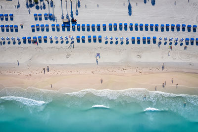 High angle view of people on beach