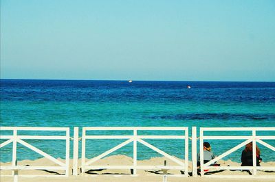 Scenic view of sea against clear sky