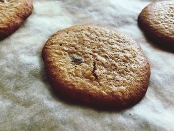 High angle view of cookies on table