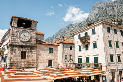 Low angle view of buildings against sky