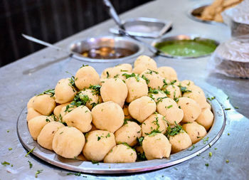 High angle view of food on table