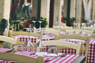 Chairs and tables in restaurant