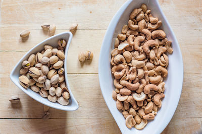 High angle view of fruits in bowl on table