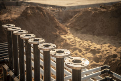 High angle view of machine part