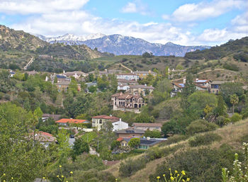 High angle view of town