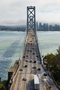 High angle view of bridge over river