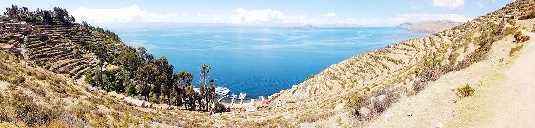 High angle view of sea against sky