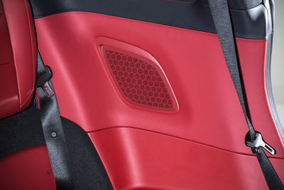 Close-up of red seats in car