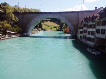 Bridge over river against sky