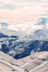 Scenic view of snow mountains against sky