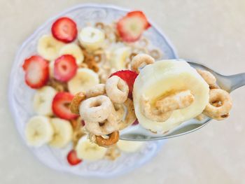 High angle view of breakfast served in bowl