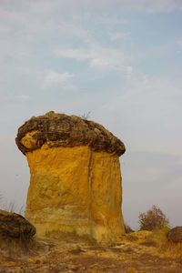 Low angle view of mushroom-shaped rock formations