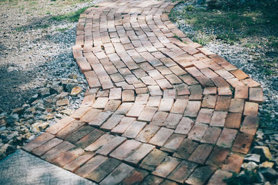 Close-up high angle view of cobblestone