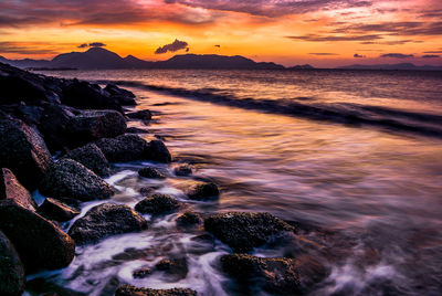 Scenic view of sea during sunset