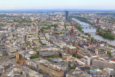 High angle view of buildings in city