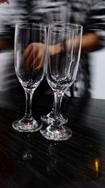 Close-up of beer in glass on table