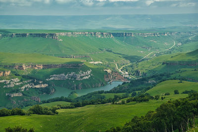 High angle view of landscape against sky
