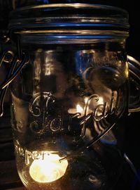 Close-up of beer glasses on table