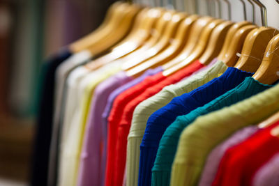 Multi colored clothes in store