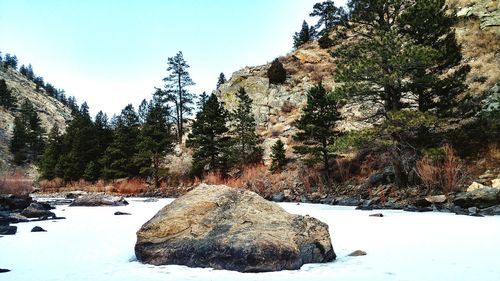 Scenic view of mountain against sky during winter