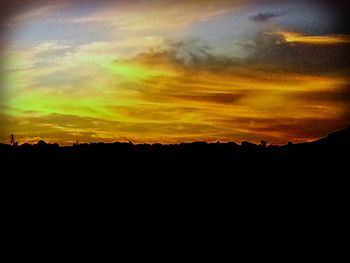 Silhouette of landscape at sunset