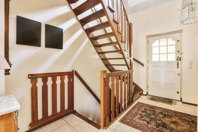 Low angle view of spiral staircase