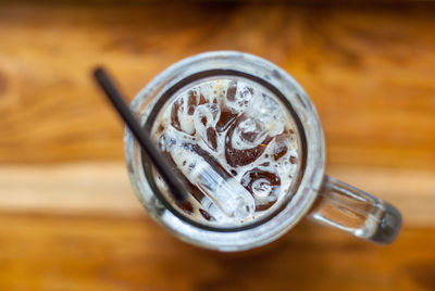Close-up of coffee cup on table