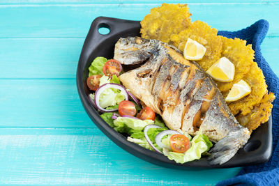 Close-up of meal served in plate