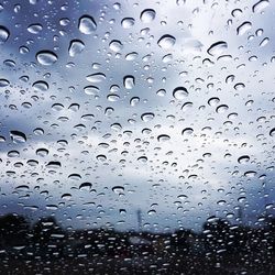 Full frame shot of raindrops on window