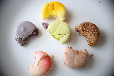 High angle view of cookies on table