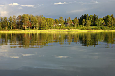 Scenic view of lake against sky