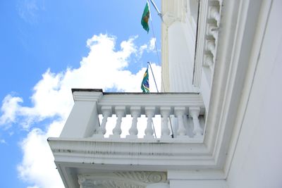 Low angle view of building against blue sky