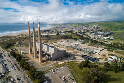 Stacks in morro bay. abandonment power plant in california