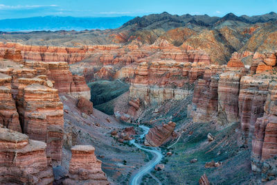 Aerial view of rock formations