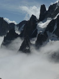 Scenic view of snow capped mountains against sky