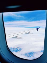 Low angle view of airplane wing