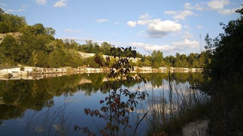 Scenic view of lake against sky