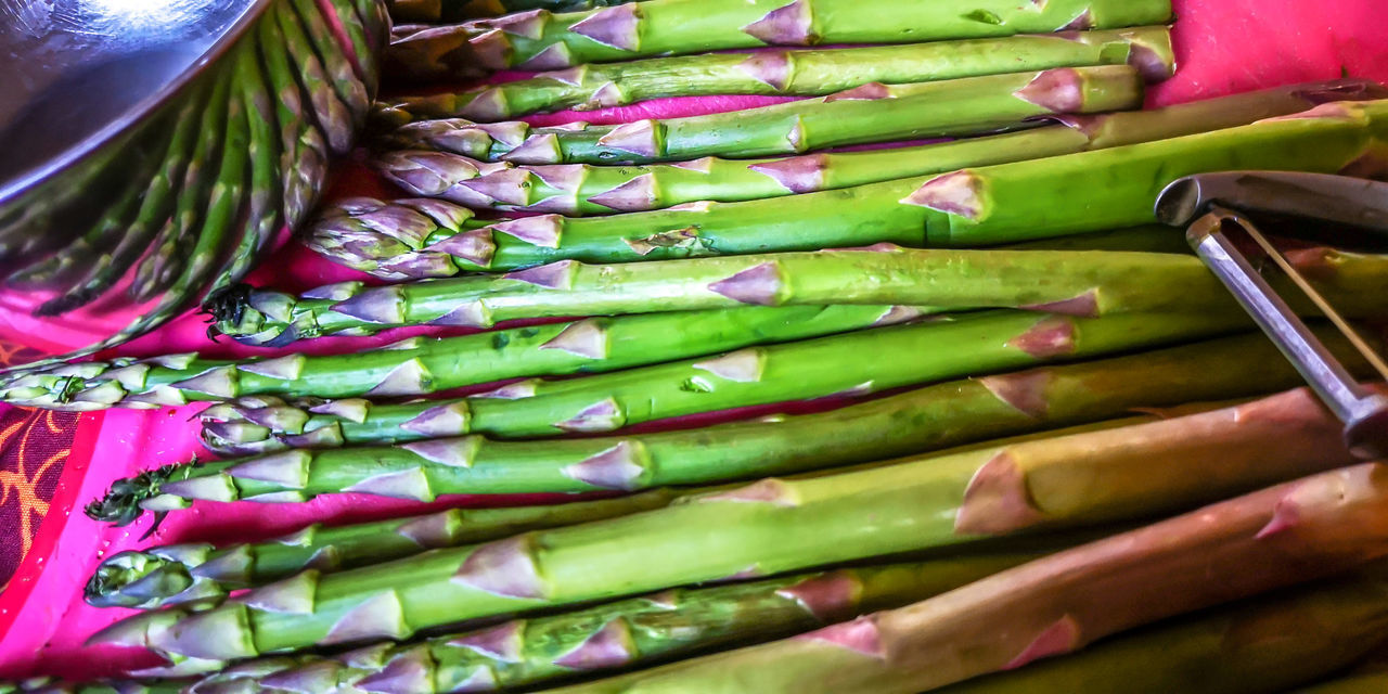 HIGH ANGLE VIEW OF MULTI COLORED VEGETABLES AT MARKET