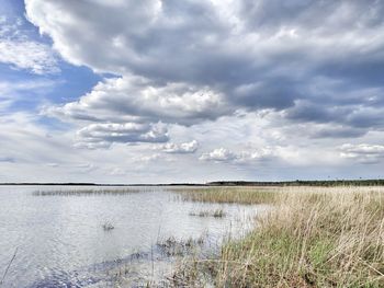 Scenic view of lake against sky