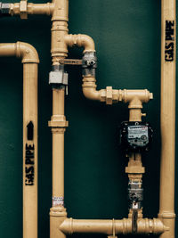 Close-up of pipes against wall