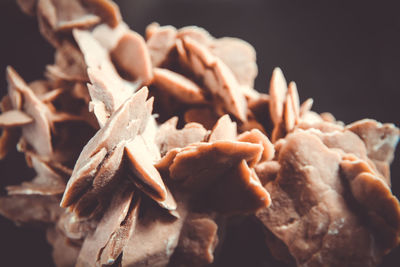 Close-up of chocolate cake against black background