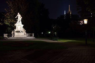 Illuminated building at night